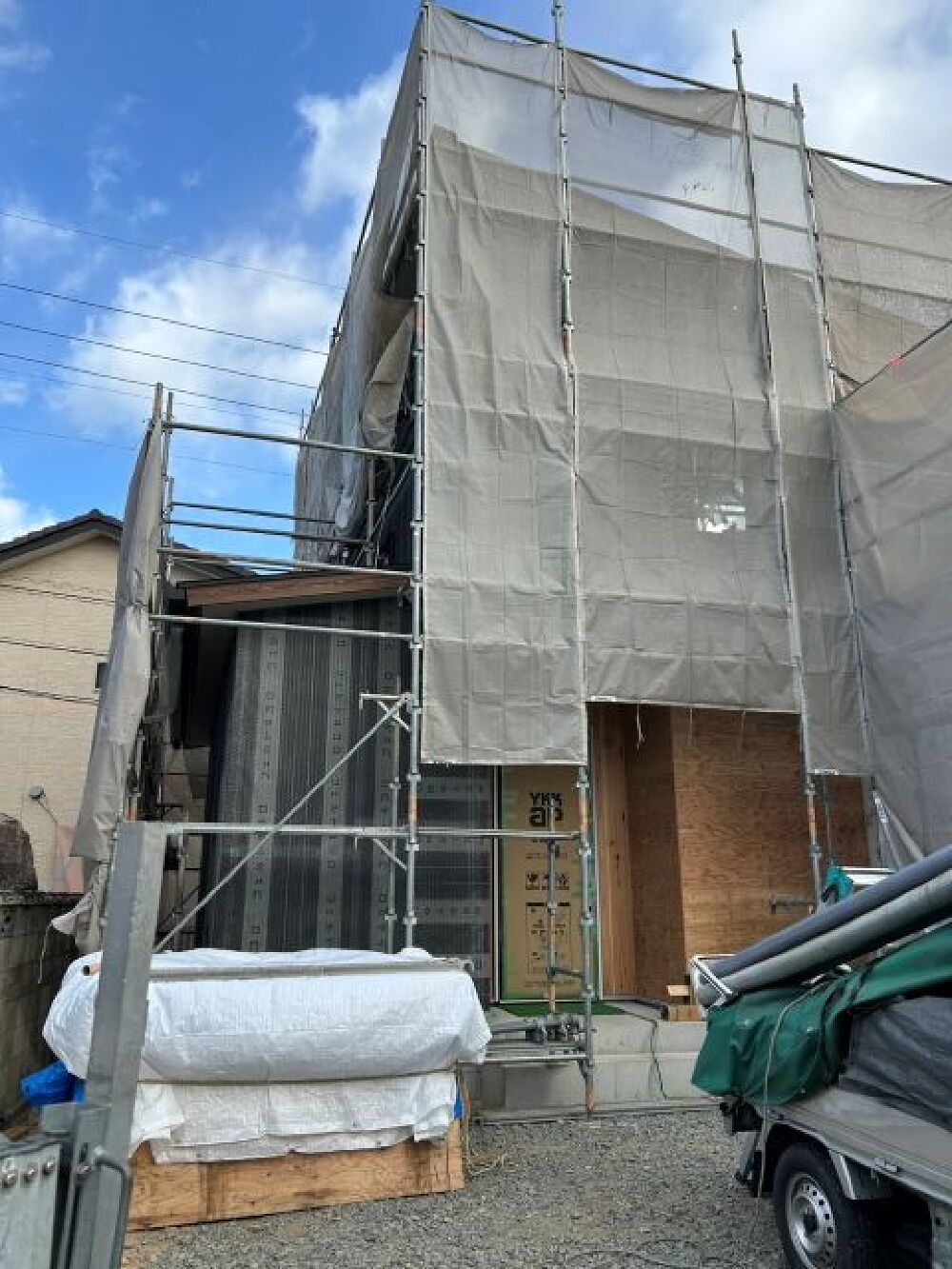 塗り壁の下地作業